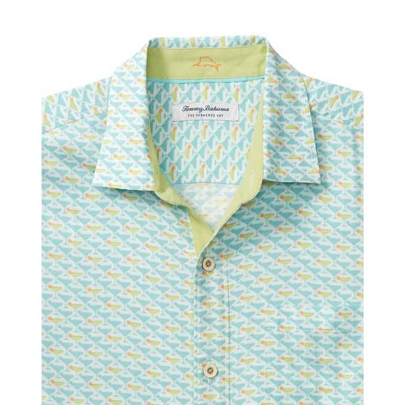 NEW TOMMY BAHAMA veracruz cay cocktail mixer camp shirt in opal - Picture 3 of 3